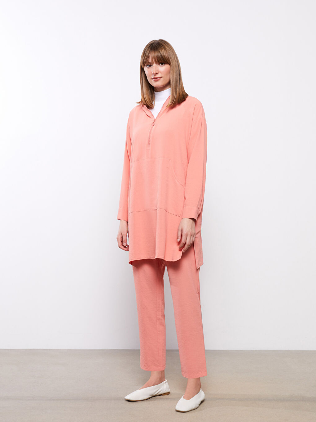 LCW Modest Pembe Kadın Standart Fit Düz Pantolon - 1