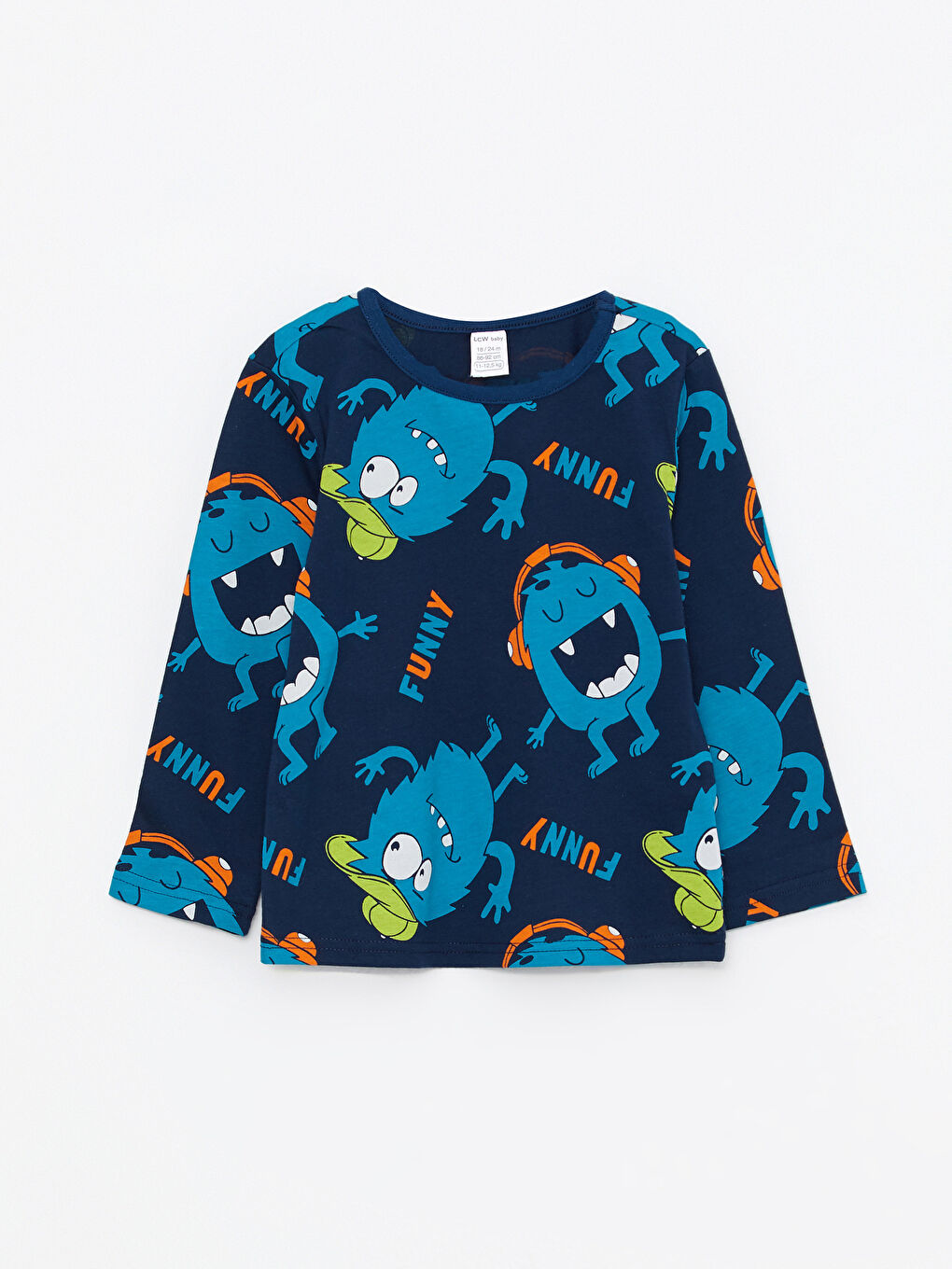 Crew Neck Long Sleeve Printed Baby Boy Pajama Set-1