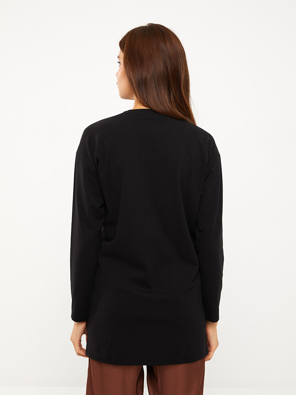 LCWAIKIKI Maternity Bisiklet Yaka Düz Uzun Kollu Hamile Tunik -W2DS67Z8-CVL