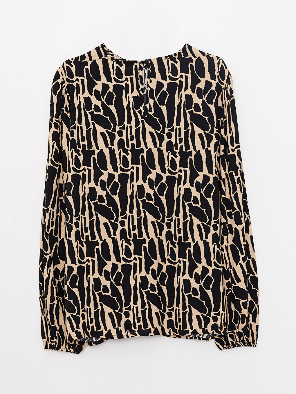 Karışık Bisiklet Yaka Desenli Uzun Kollu Viskon Kadın Bluz-6