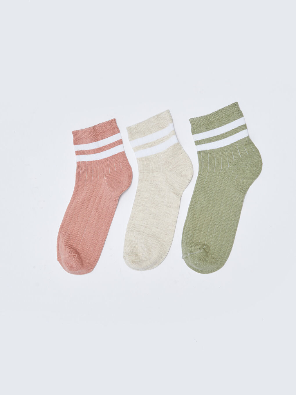 Полосатые Женские Носки до Щиколотки Комплект из 3-х Штук-1