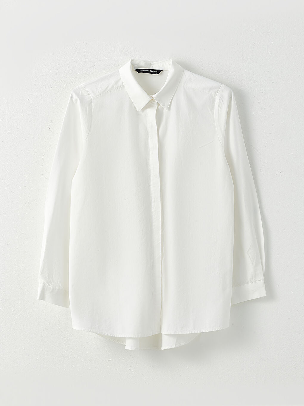 Риза за жени с копчета, редовна кройка, дълъг ръкав, поплин-5