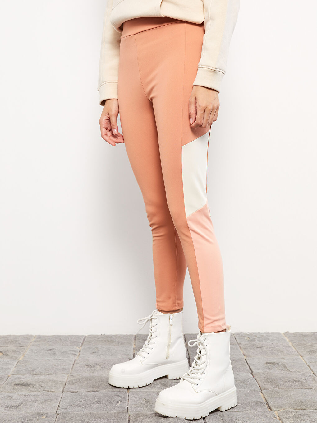 Colanți Femei cu Talie Elastică și Blocuri de Culoare Combinație Mamă Fiică-2