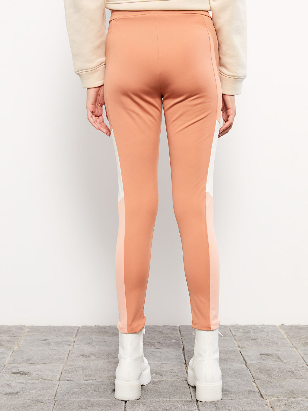 Colanți Femei cu Talie Elastică și Blocuri de Culoare Combinație Mamă Fiică-3