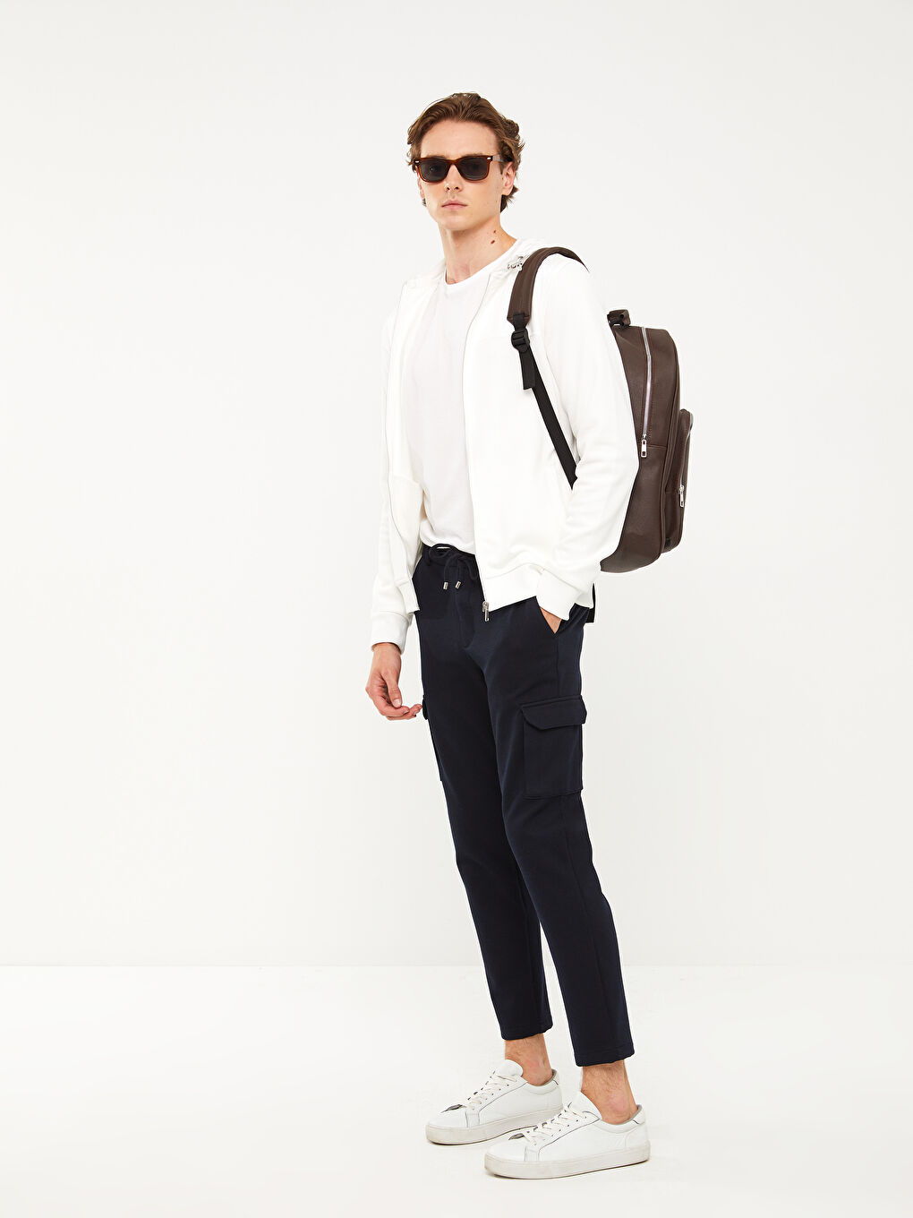 Lacivert Slim Fit Erkek Kargo Pantolon-1