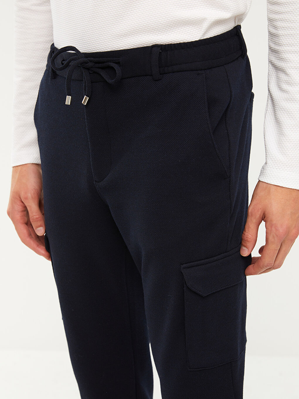 Lacivert Slim Fit Erkek Kargo Pantolon-4