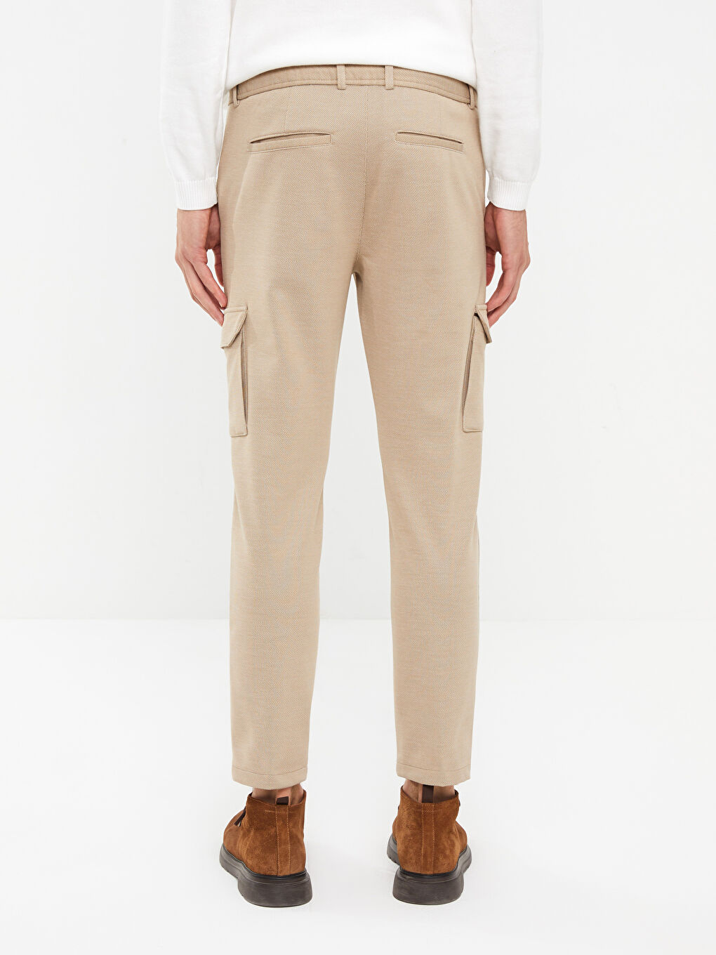 Bej Slim Fit Erkek Kargo Pantolon-4