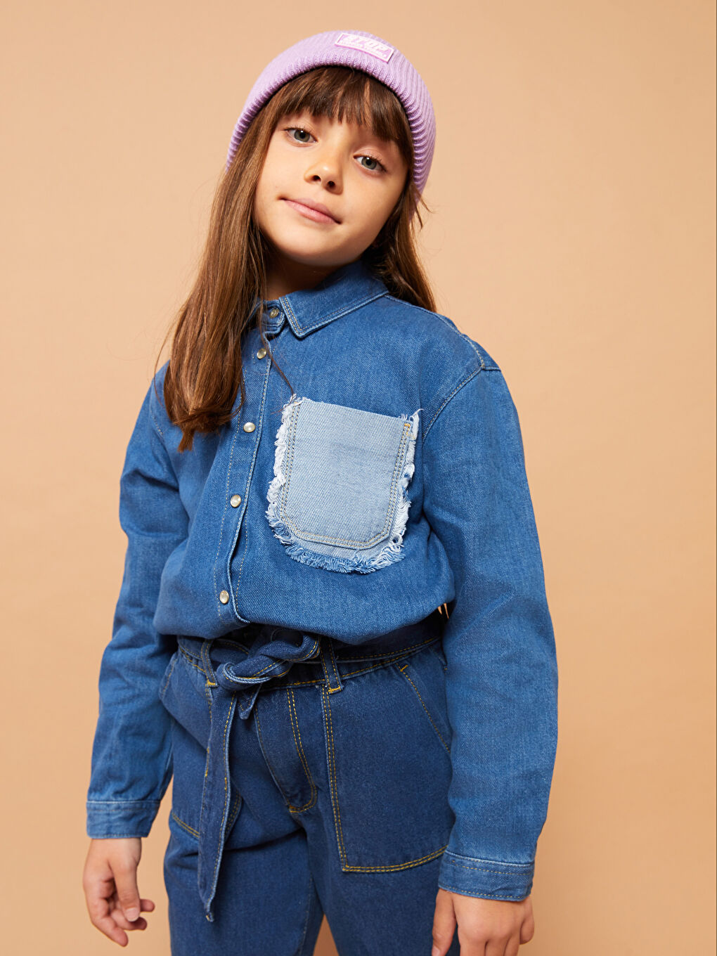 İndigo Basic Uzun Kollu Kız Çocuk Jean Tunik