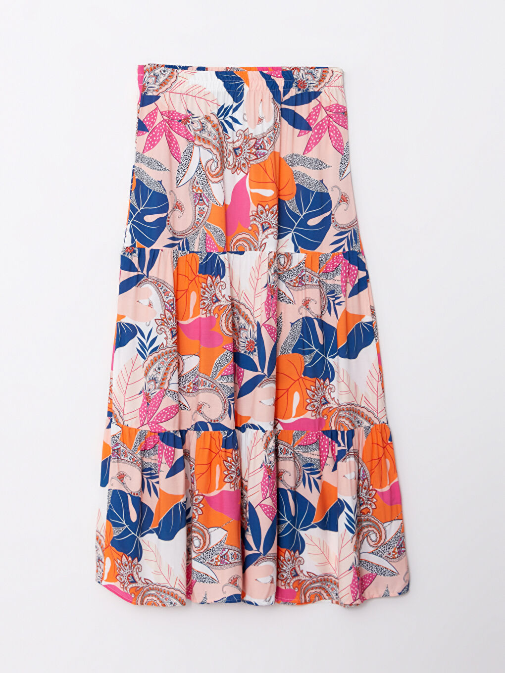 Suknja od viskoze sa elastičnim strukom i uzorkom za žene-5