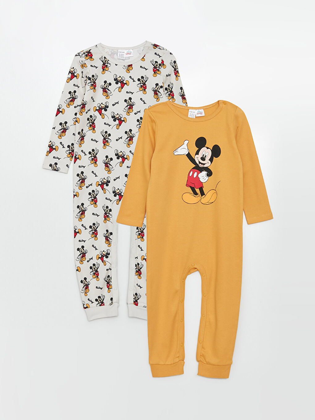 Crew Neck Long Sleeve Mickey Mouse Printed Baby Boy Jumpsuit 2-Pack -W2DT34Z1-RTM