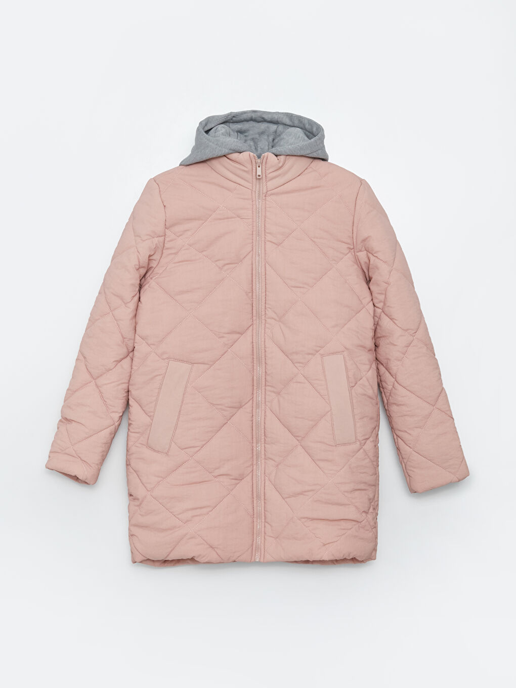 Pembe Kapüşonlu Kapitone Kadın Şişme Mont-6