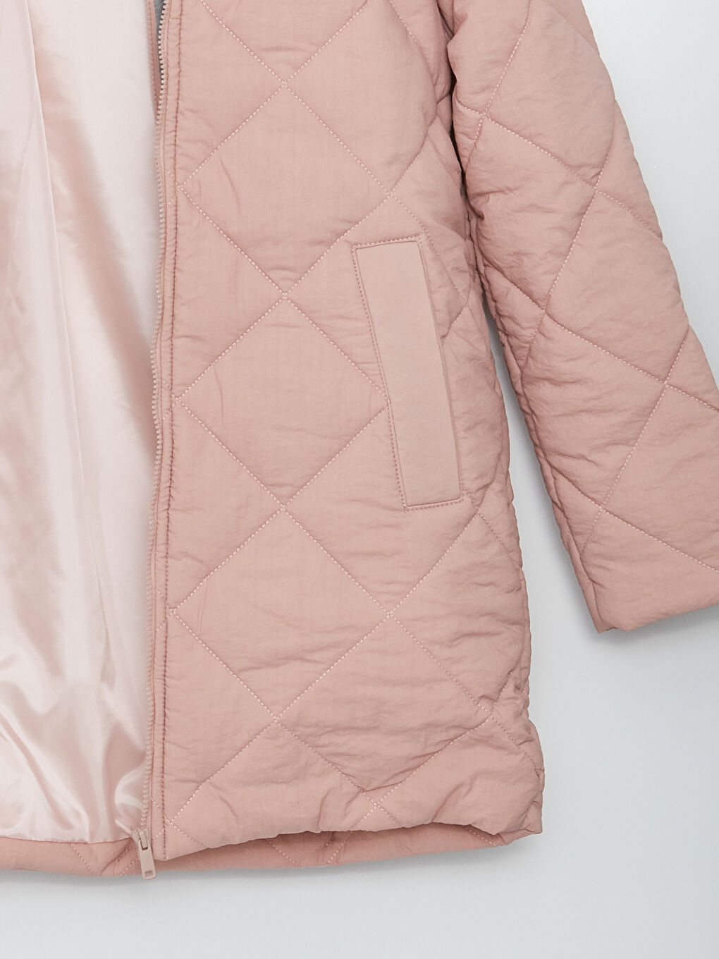 Pembe Kapüşonlu Kapitone Kadın Şişme Mont-8