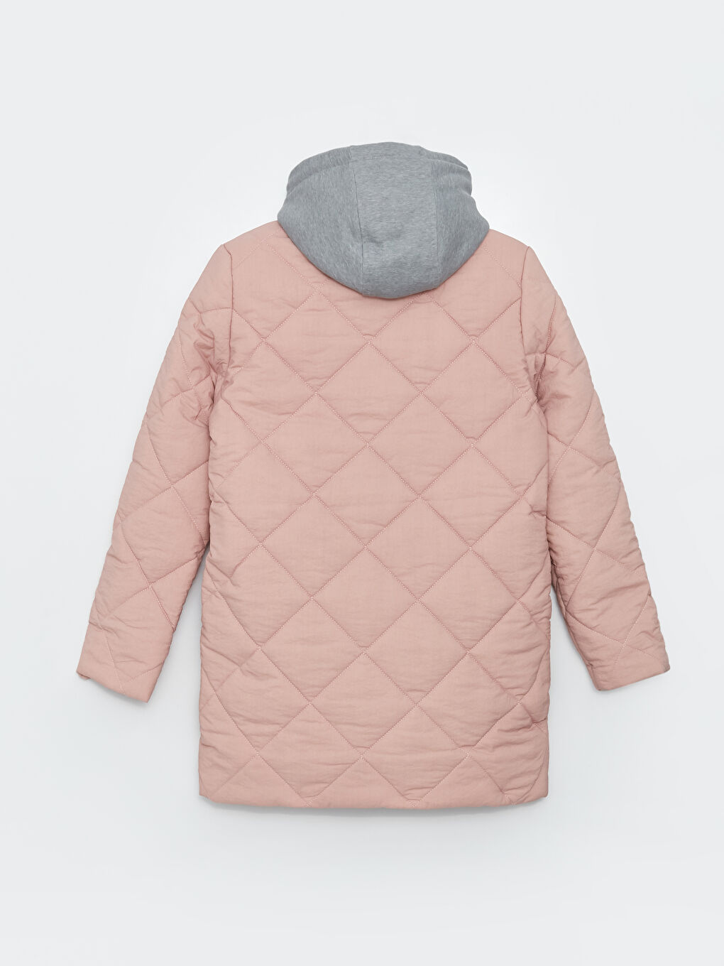 Pembe Kapüşonlu Kapitone Kadın Şişme Mont-9