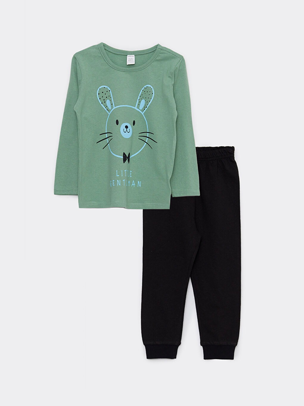 طقم بيجامة أولاد رضع مطبوع كم طويل بياقة دائرية