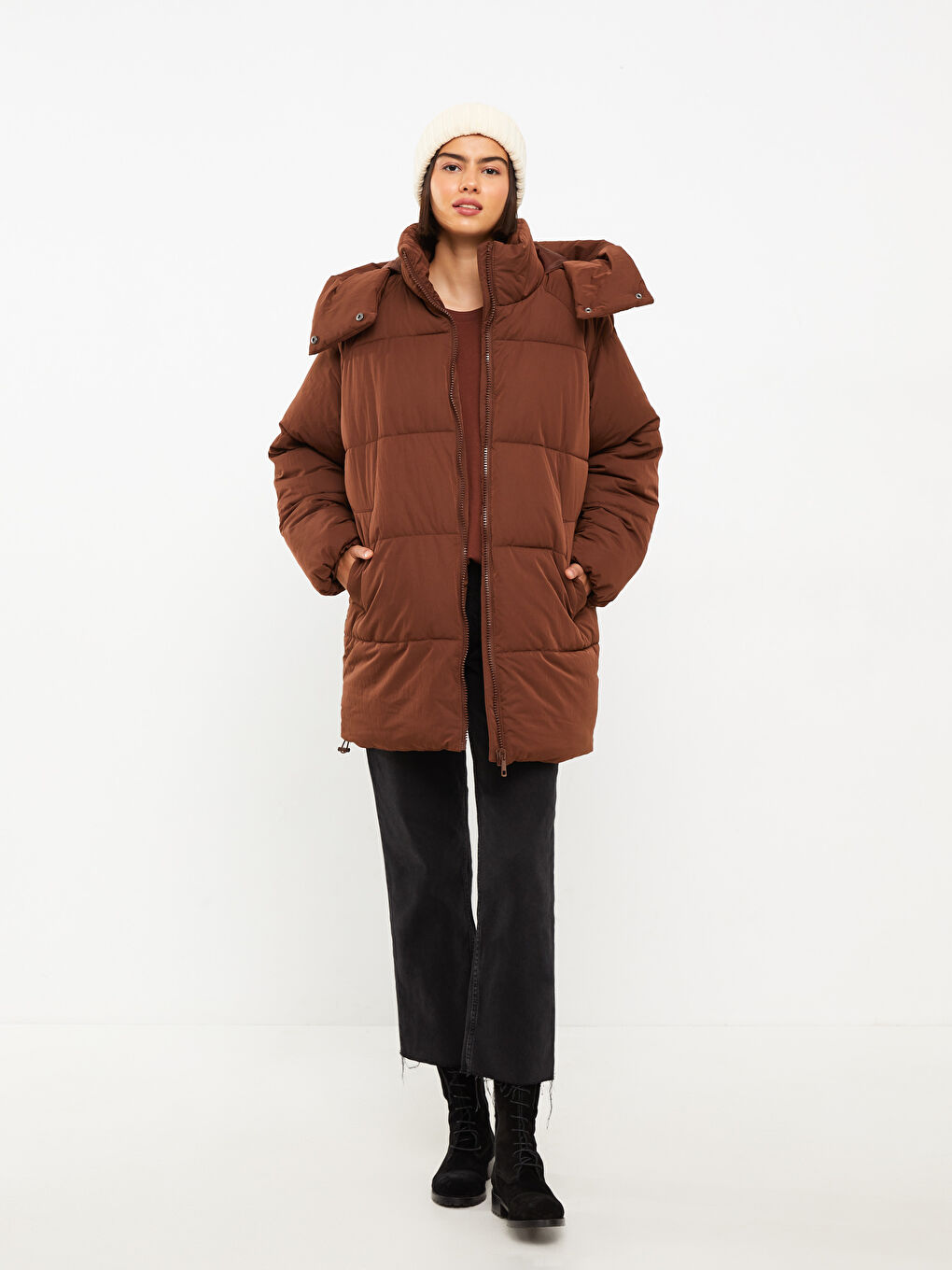 Ekru Kadın Düz Bere-2