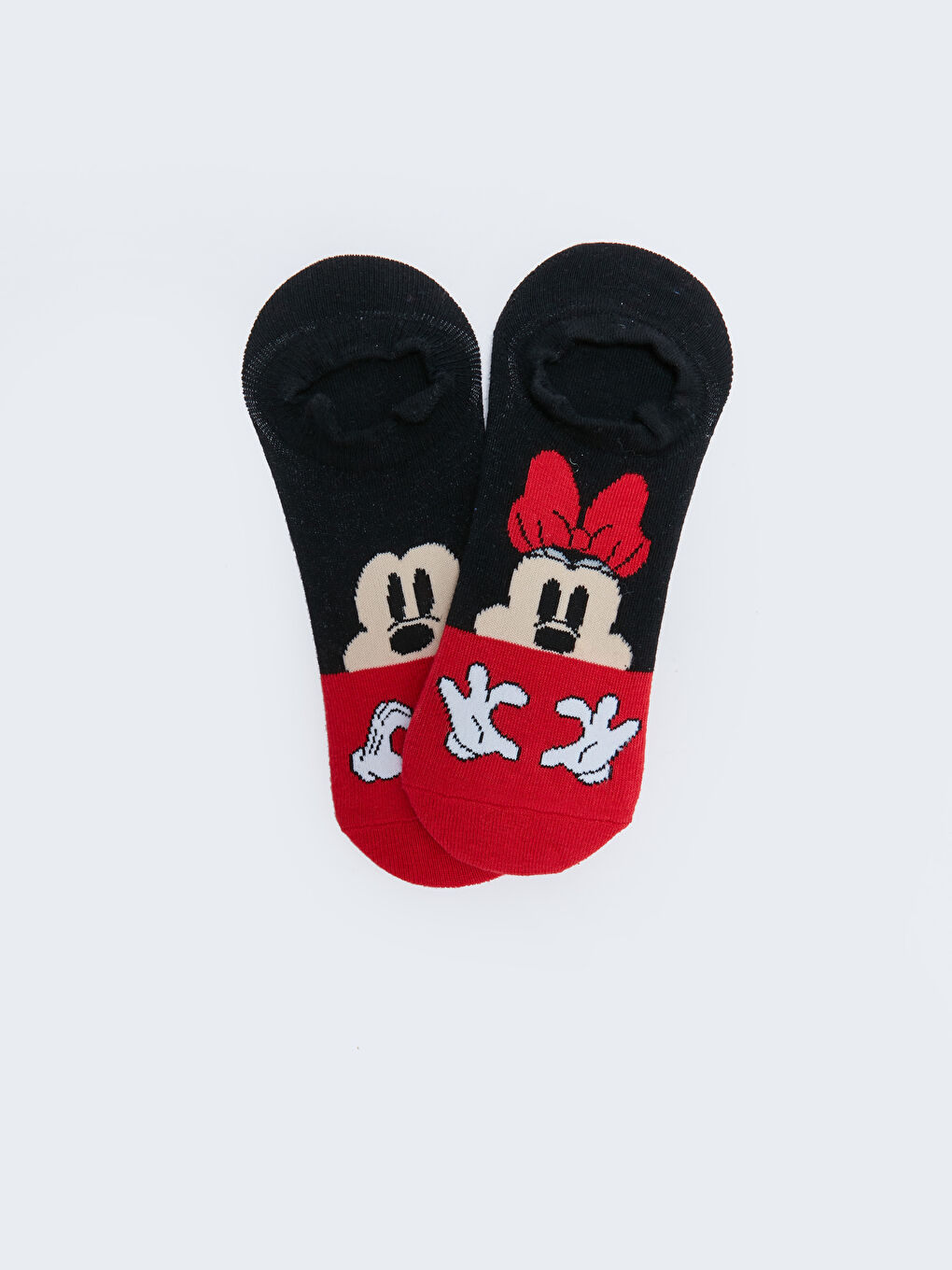 Kırmızı Mickey Mouse Baskılı Kadın Patik Çorap 2'li