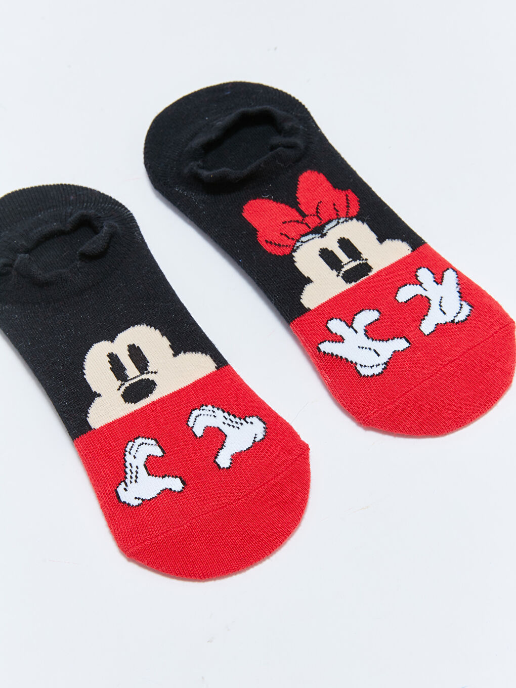 Kırmızı Mickey Mouse Baskılı Kadın Patik Çorap 2'li-2