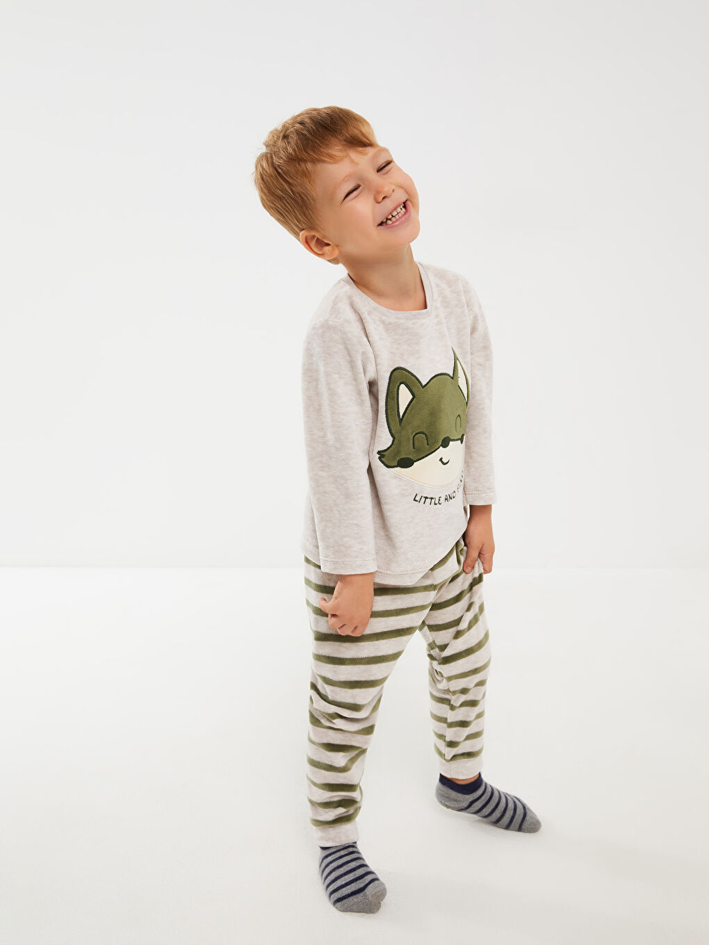 Пижамный комплект с круглым вырезом и длинным рукавом для малышей мальчиков-1