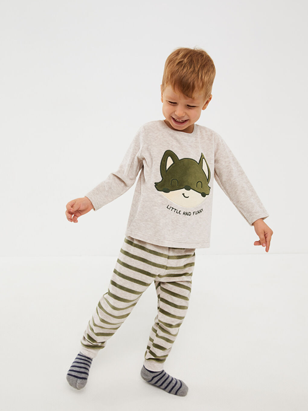 Пижамный комплект с круглым вырезом и длинным рукавом для малышей мальчиков