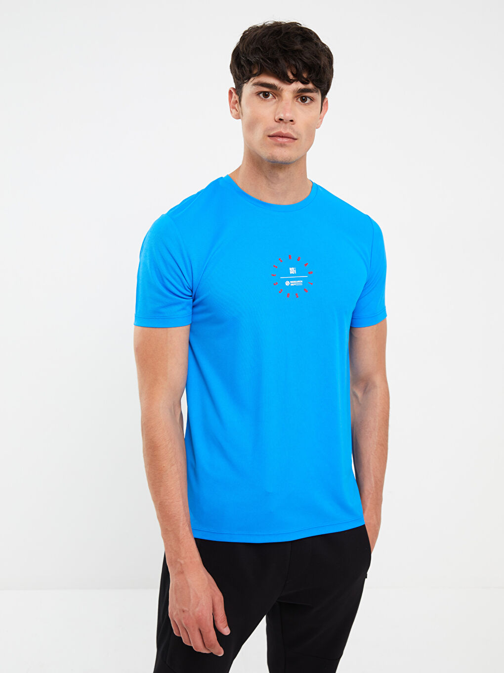 Crew Neck Short Sleeve Printed Men's Sports T-Shirt-2