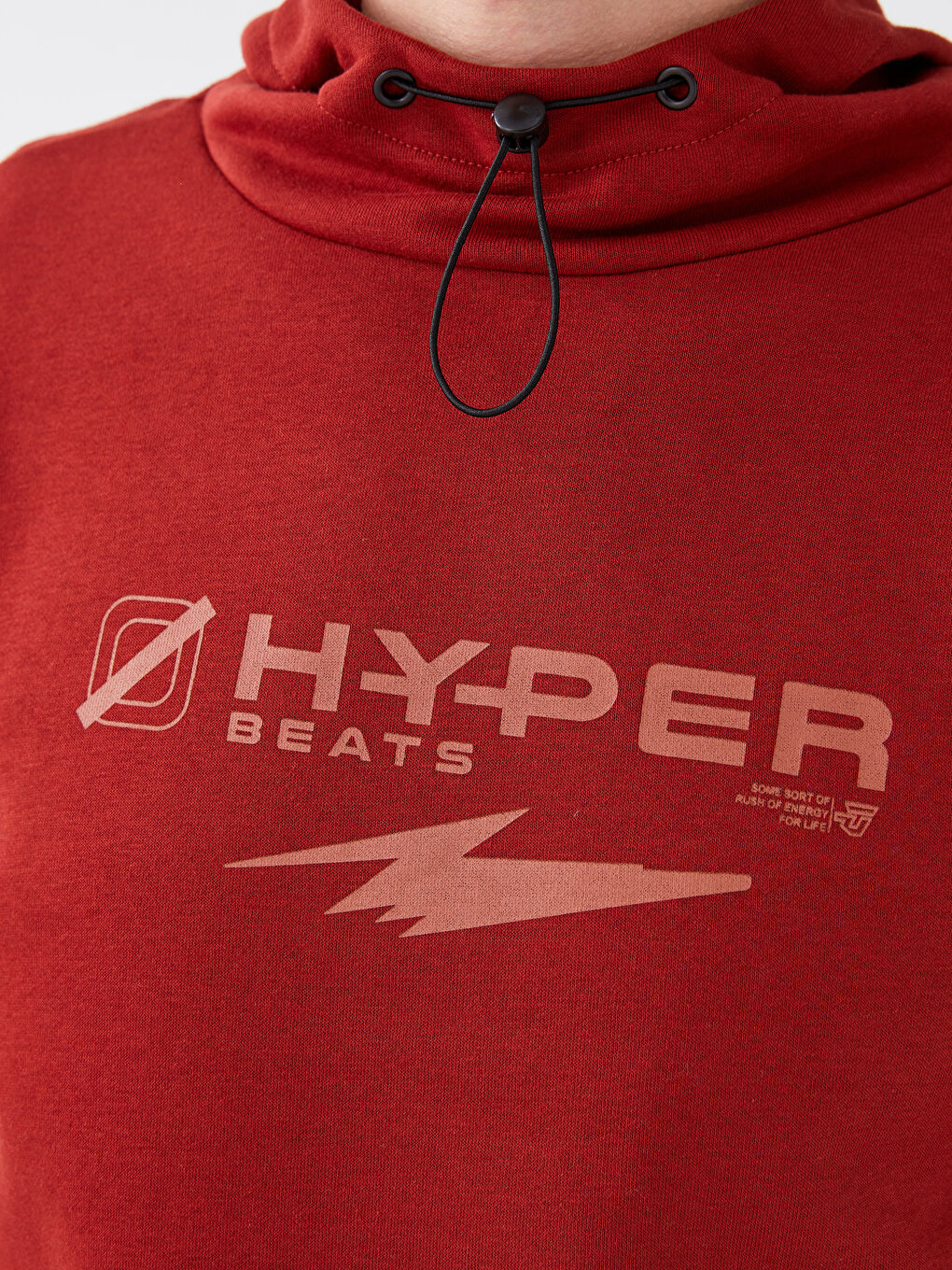 Kahverengi Uzun Kollu Baskılı Erkek Kalın Hoodie-3