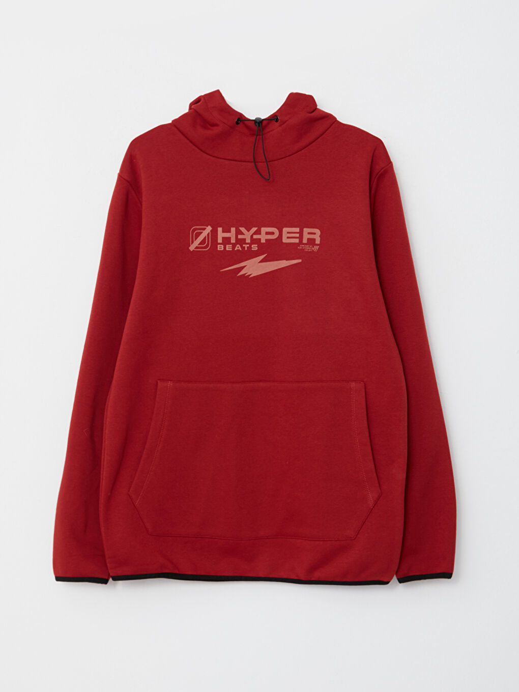 Kahverengi Uzun Kollu Baskılı Erkek Kalın Hoodie-5