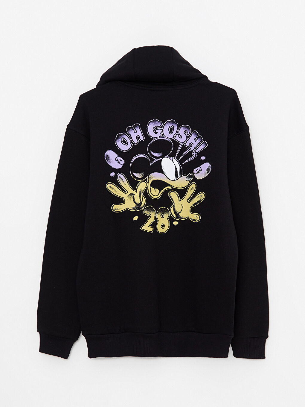 LCW Casual Yeni Siyah Uzun Kollu Mickey Mouse Baskılı Erkek Hoodie - 6