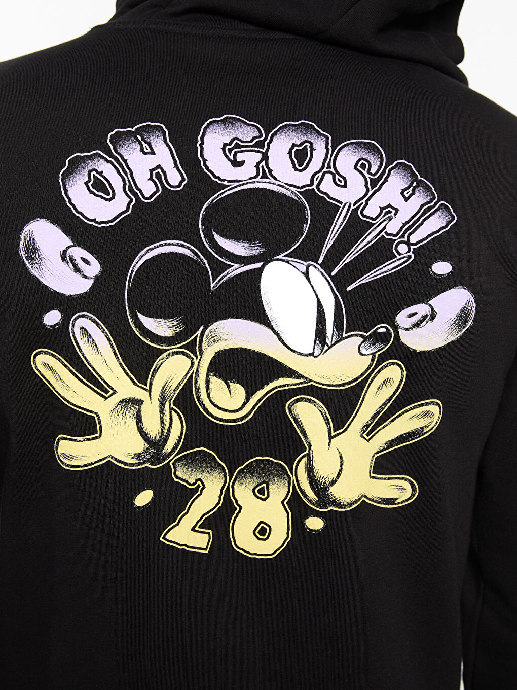 LCW Casual Yeni Siyah Uzun Kollu Mickey Mouse Baskılı Erkek Hoodie - 4