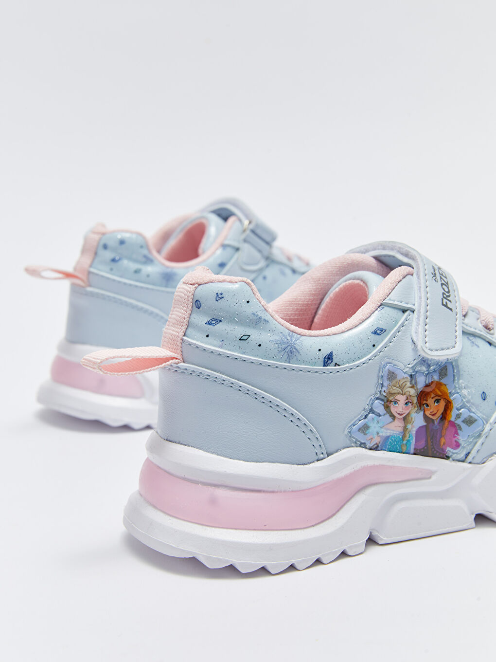 Mavi Frozen Lisanslı Işıklı Bağcık ve Cırt Cırtlı Kız Çocuk Spor Ayakkabı-5