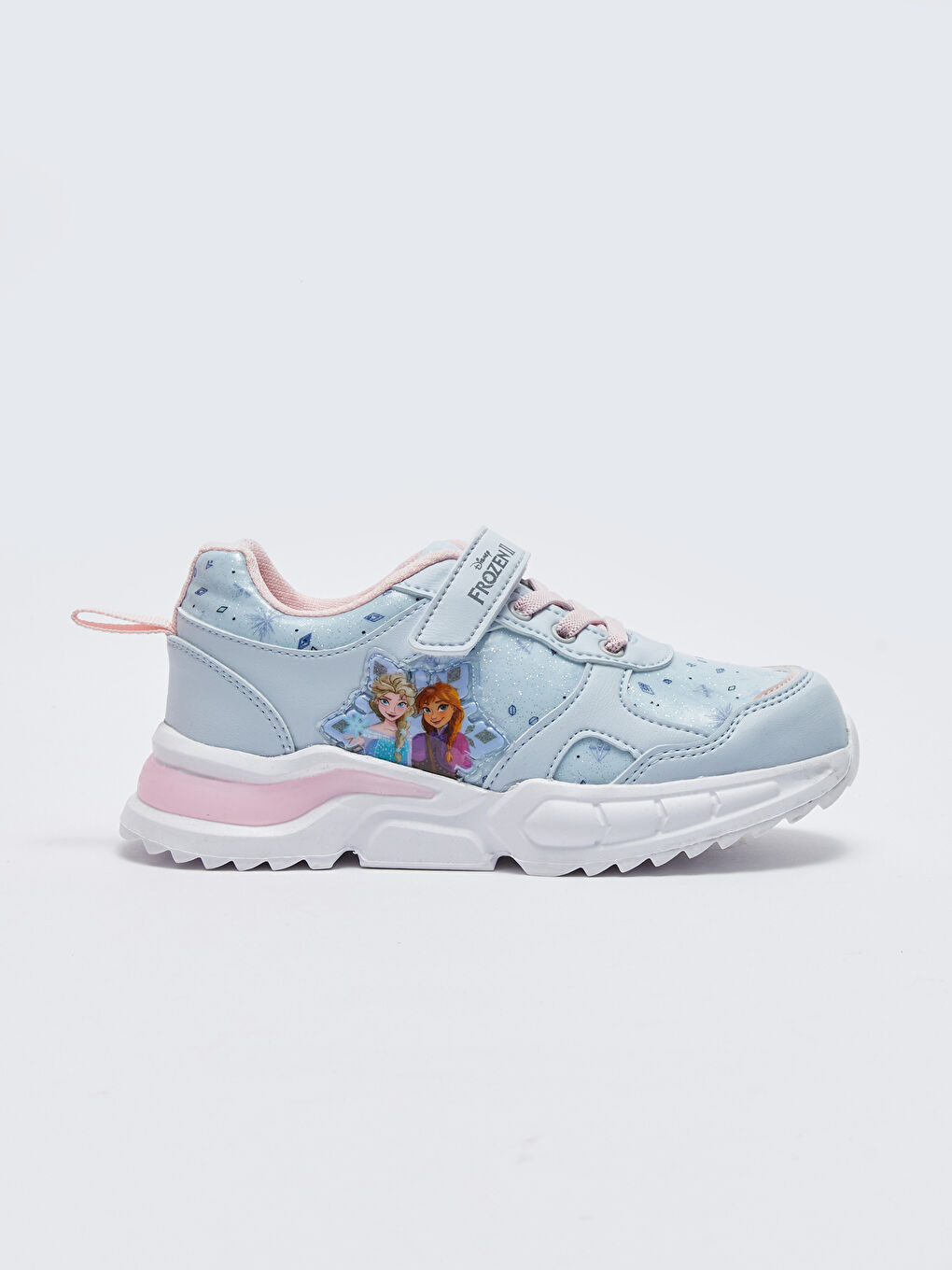 Mavi Frozen Lisanslı Işıklı Bağcık ve Cırt Cırtlı Kız Çocuk Spor Ayakkabı-2