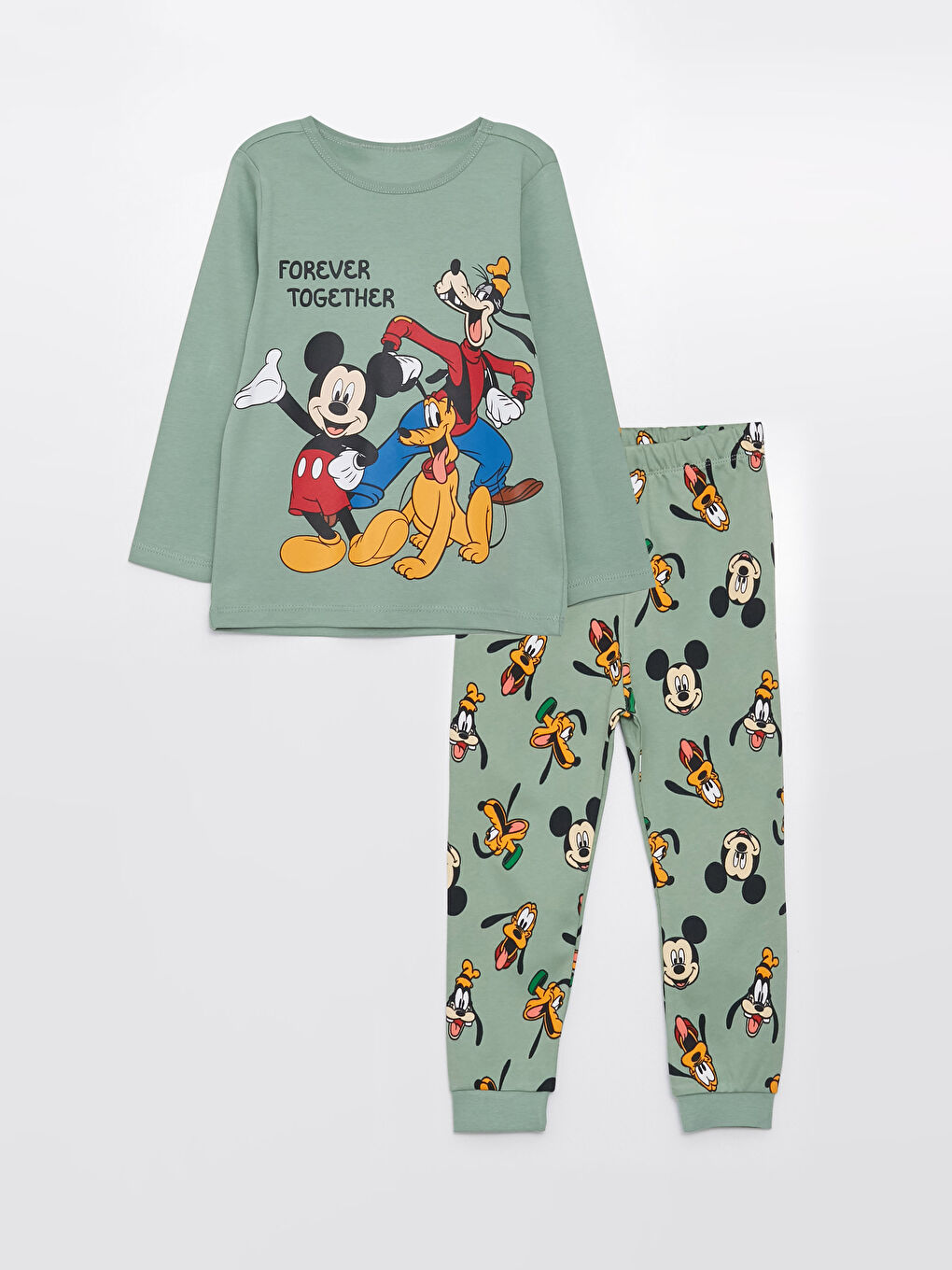 LCW baby Crew Neck Long Sleeve Mickey Mouse Printed Baby Boy Pyjama Set -W2DU40Z1-SRZ