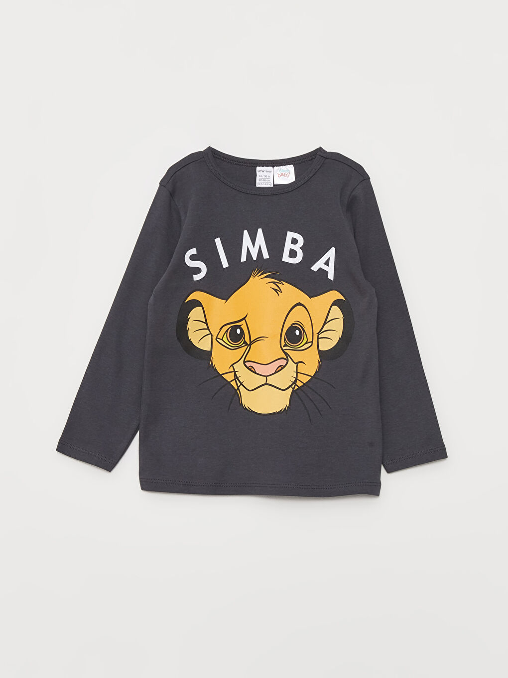 Gri Bisiklet Yaka Uzun Kollu Aslan Kral Baskılı Erkek Bebek Pijama Takımı-1