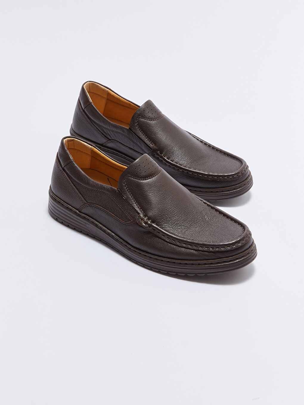 Kahverengi Hakiki Deri Erkek Klasik Ayakkabı-1