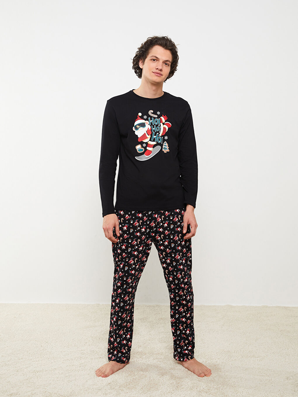 LC WAIKIKI Standard Fit Neujahrsthema Pyjama-Set für Herren -W2DU62Z8-LQJ
