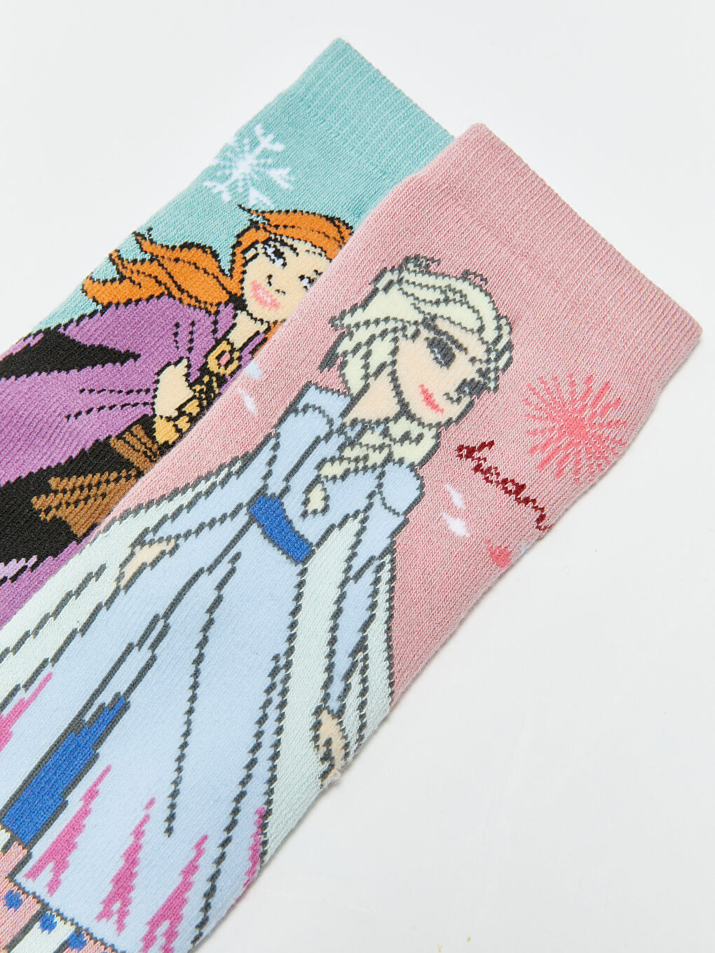 Yeşil Frozen Desenli Kız Çocuk Havlu Soket Çorap 2'li-2