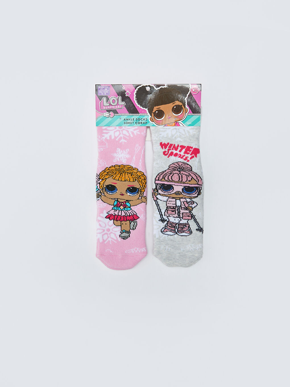 LCW Kids LOL Surprise OMG Licensed Girls' Towel Socks 2 Pack -W2DU68Z4-G8E
