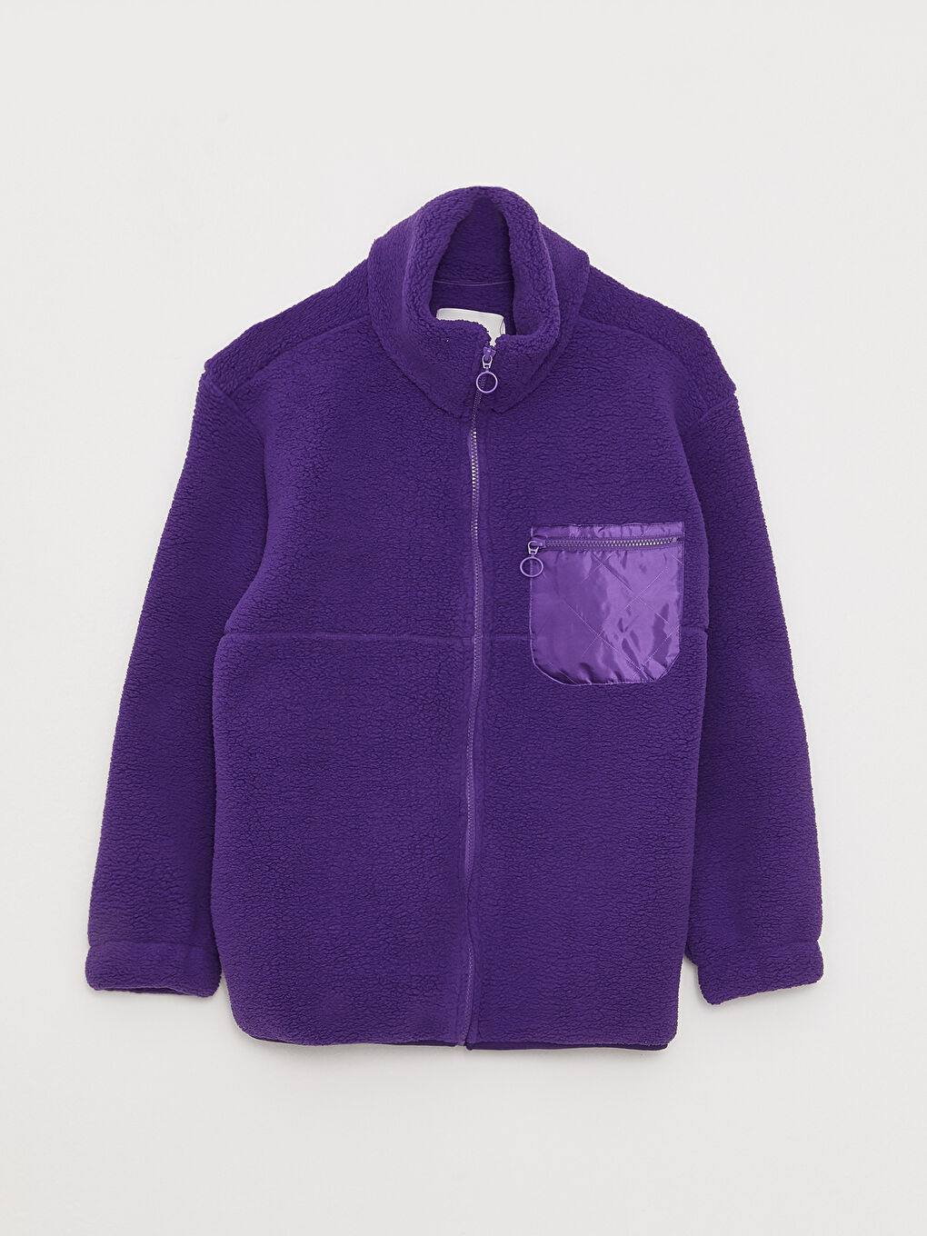 Mor Dik Yaka Kadın Spor Hırka-5