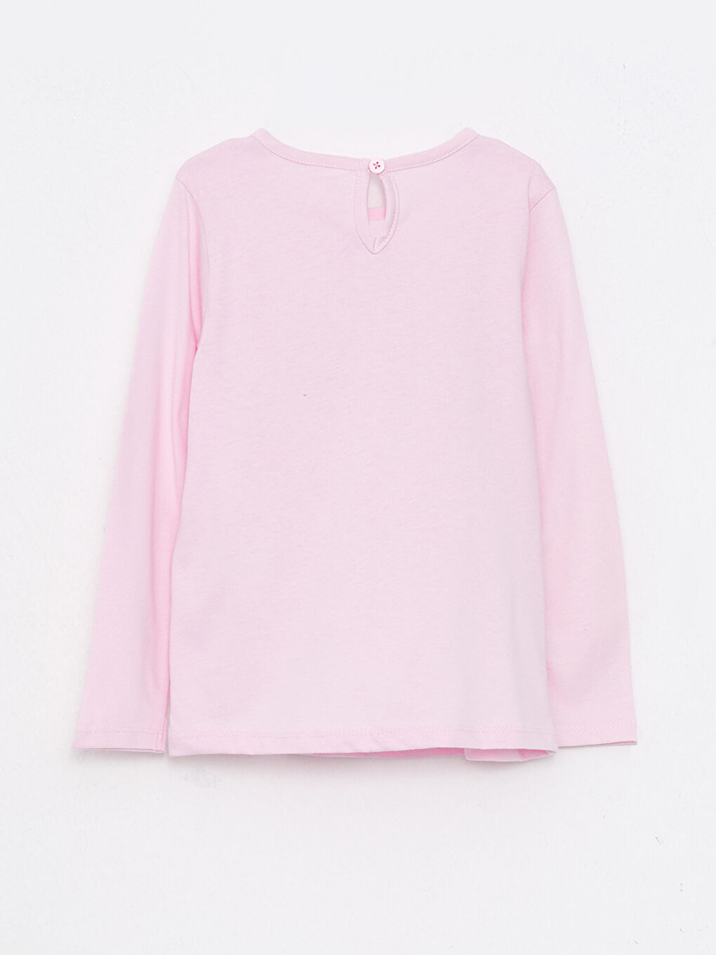 Pembe Bisiklet Yaka Uzun Kollu Baskılı Kız Bebek Tişört-1