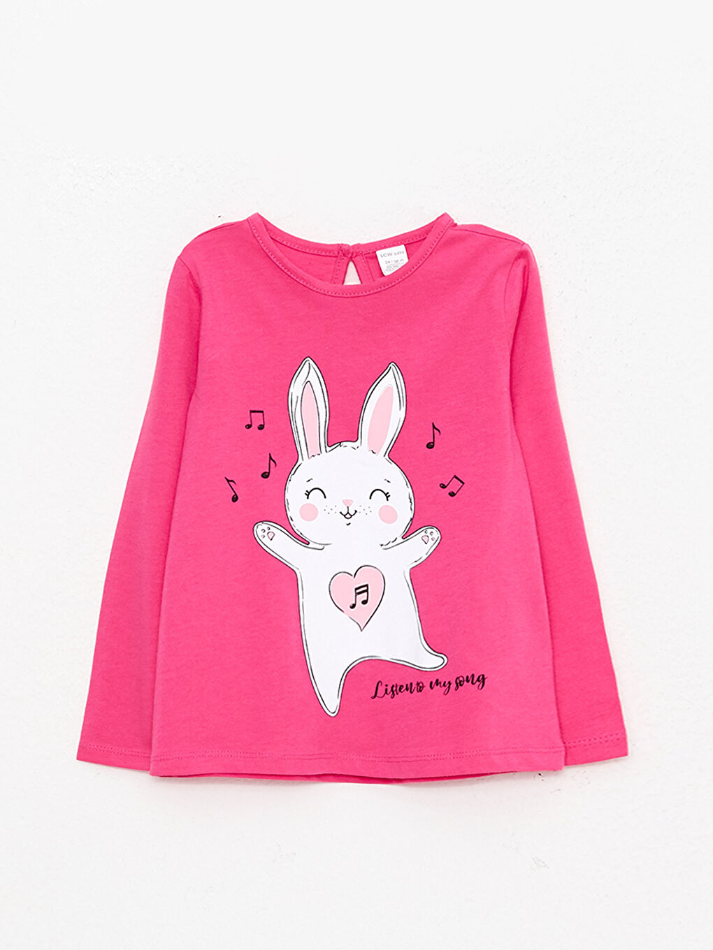 تيشيرت مطبوع كم طويل بياقة دائرية للبنات الرضع