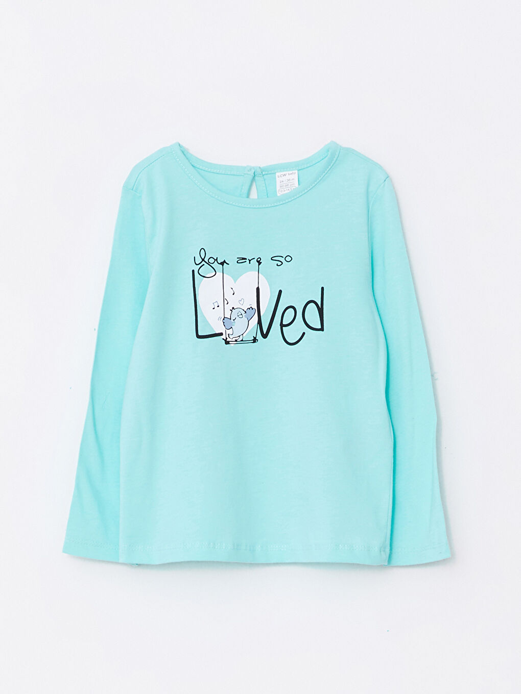 Crew Neck Long Sleeve Printed Baby Girls' T-Shirt