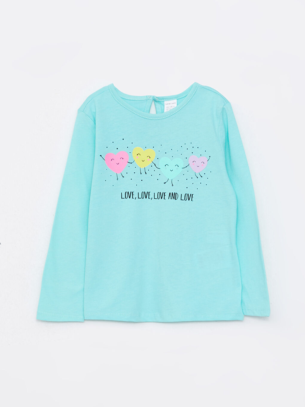 Yeşil Bisiklet Yaka Uzun Kollu Baskılı Kız Bebek Tişört