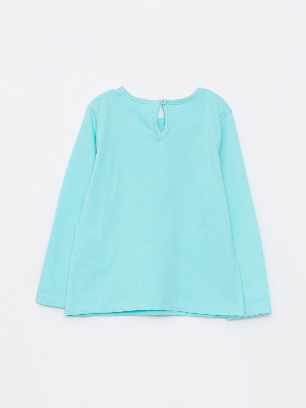 Yeşil Bisiklet Yaka Uzun Kollu Baskılı Kız Bebek Tişört-1