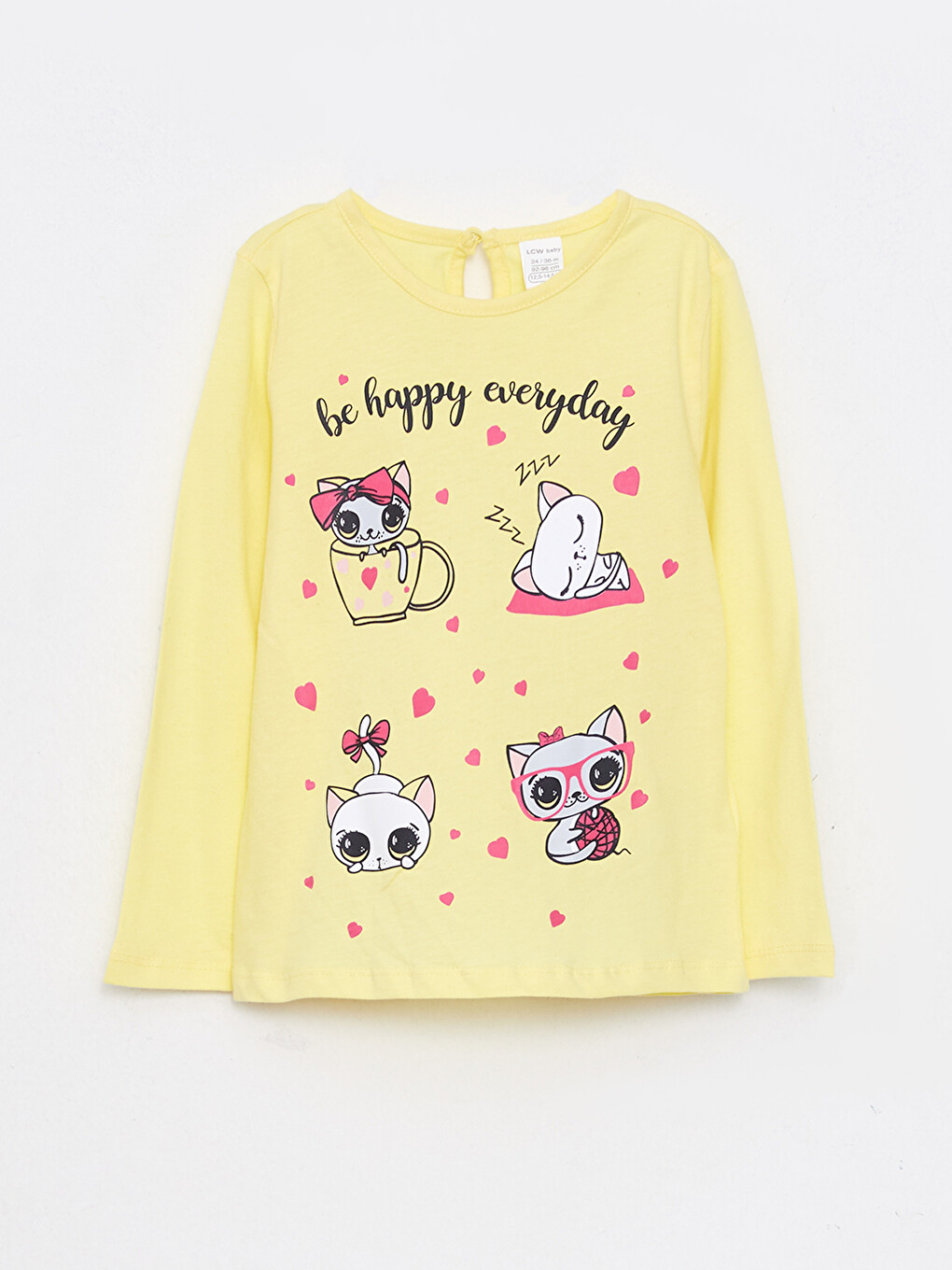 Crew Neck Long Sleeve Printed Baby Girls' T-shirt