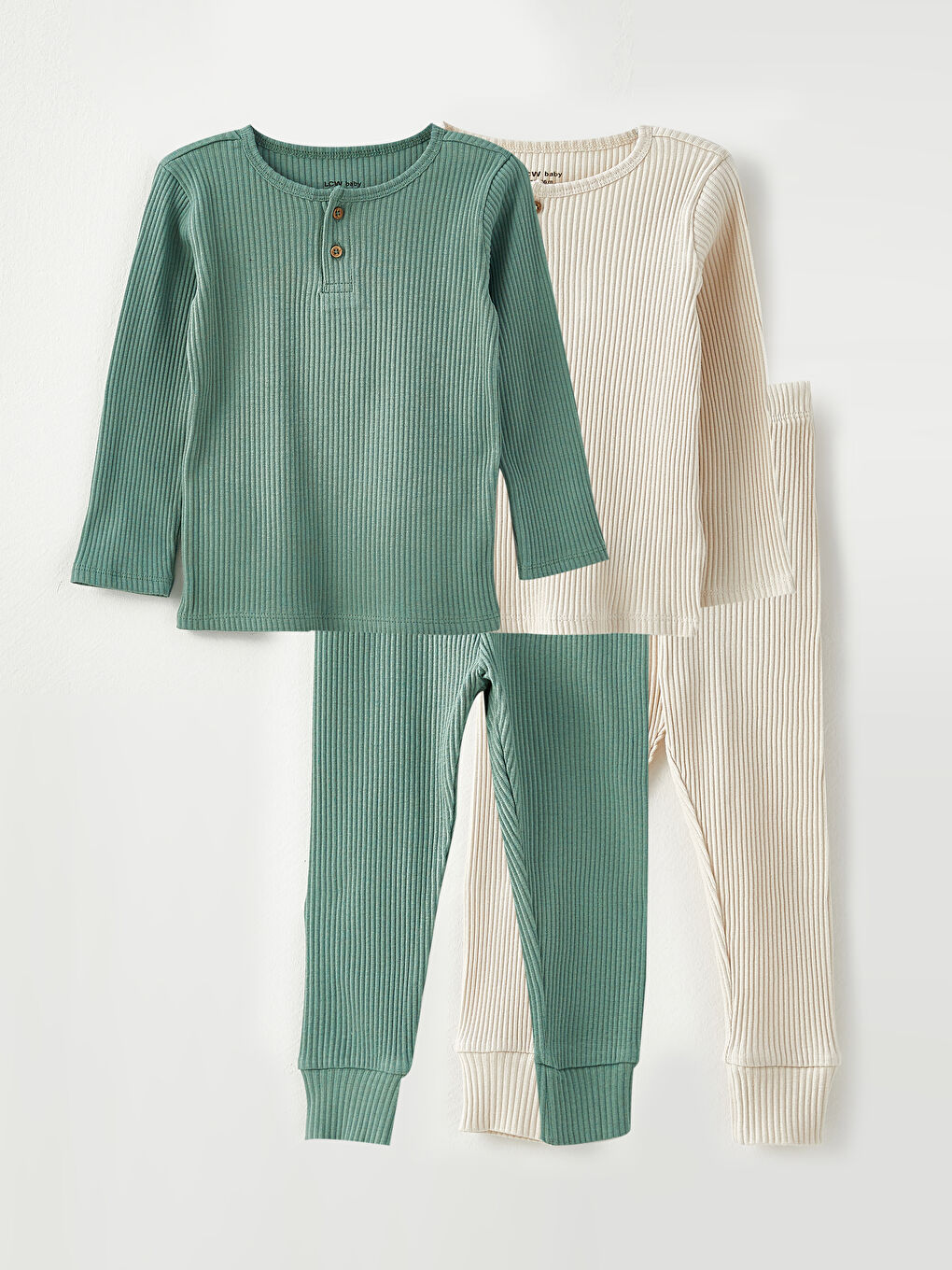 Komplet pidžama za bebe devojčice od pamuka sa okruglim izrezom i dugim rukavima - 2 komada