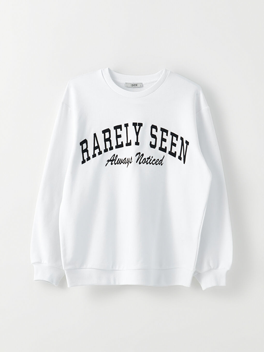 XSIDE Beyaz Bisiklet Yaka Baskılı Uzun Kollu Kadın Sweatshirt - 5