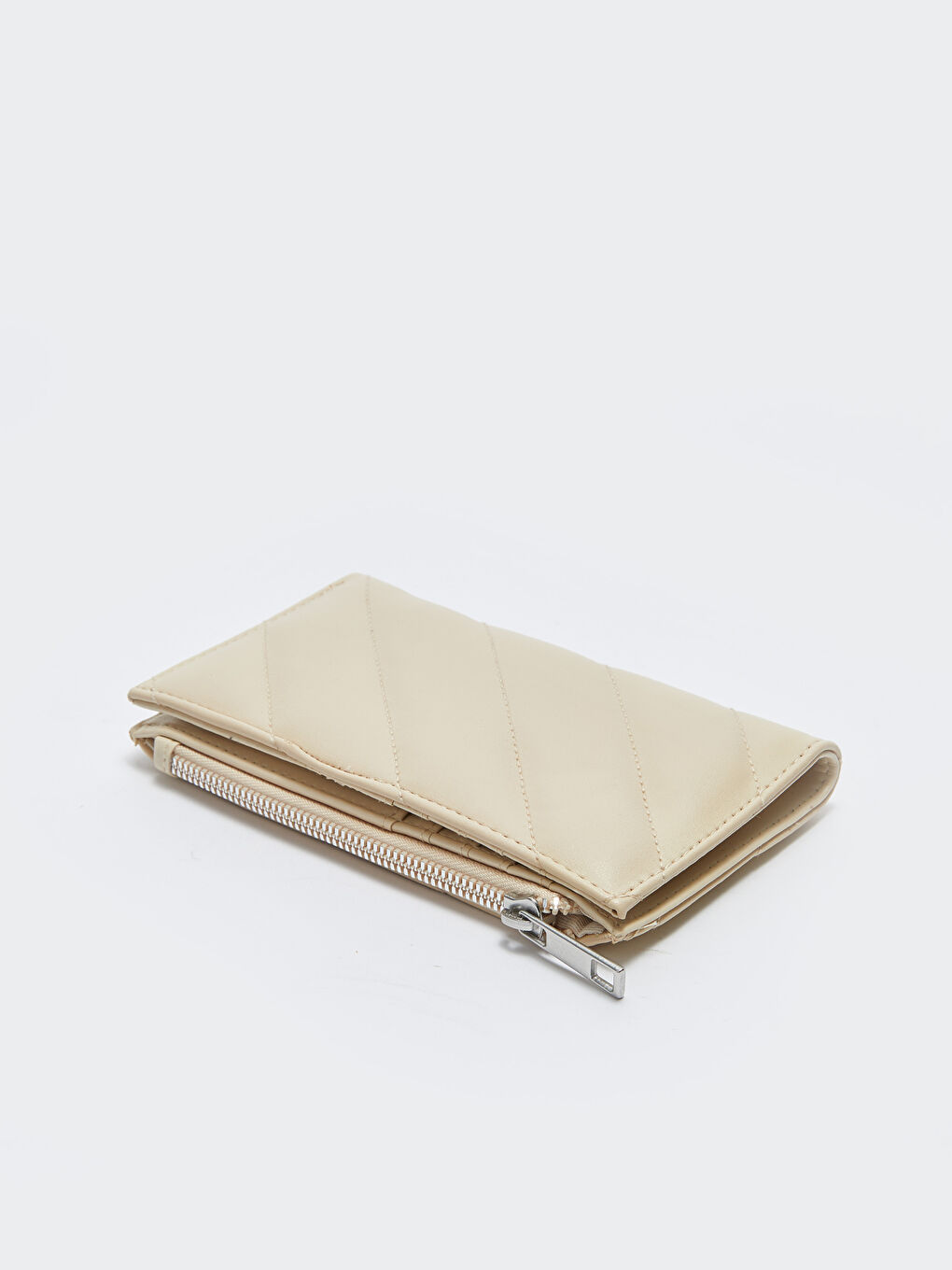 Bej Kapitone Desenli Kadın Cüzdan-2