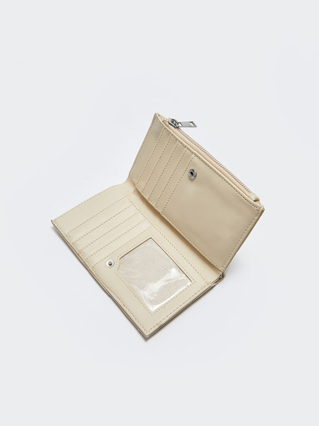 Bej Kapitone Desenli Kadın Cüzdan-3