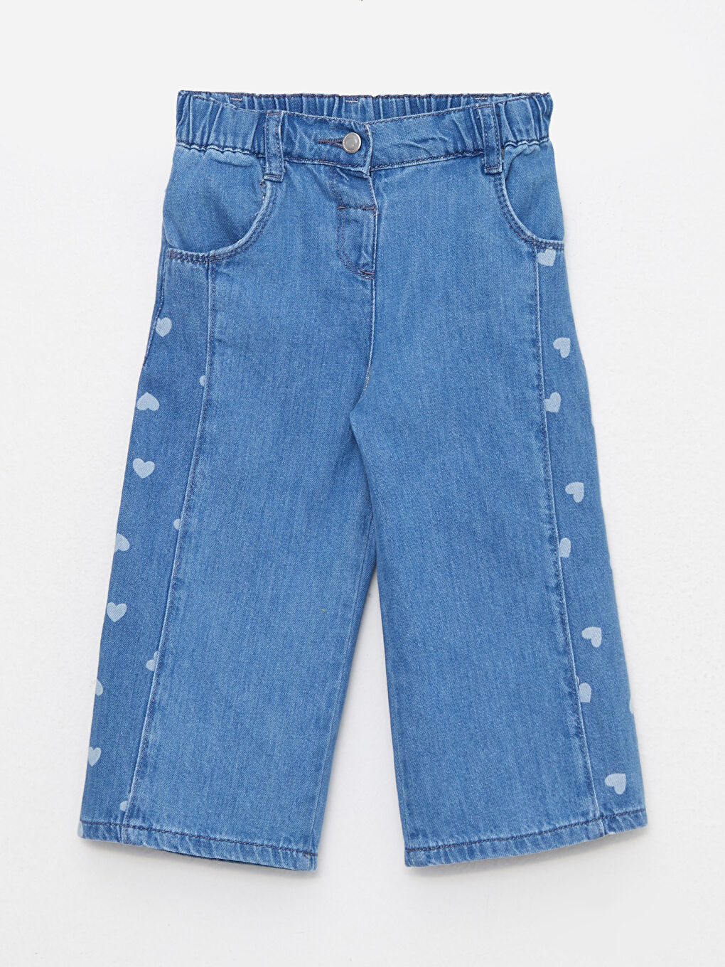 Elasticated Waist Printed Baby Girls' Jeans