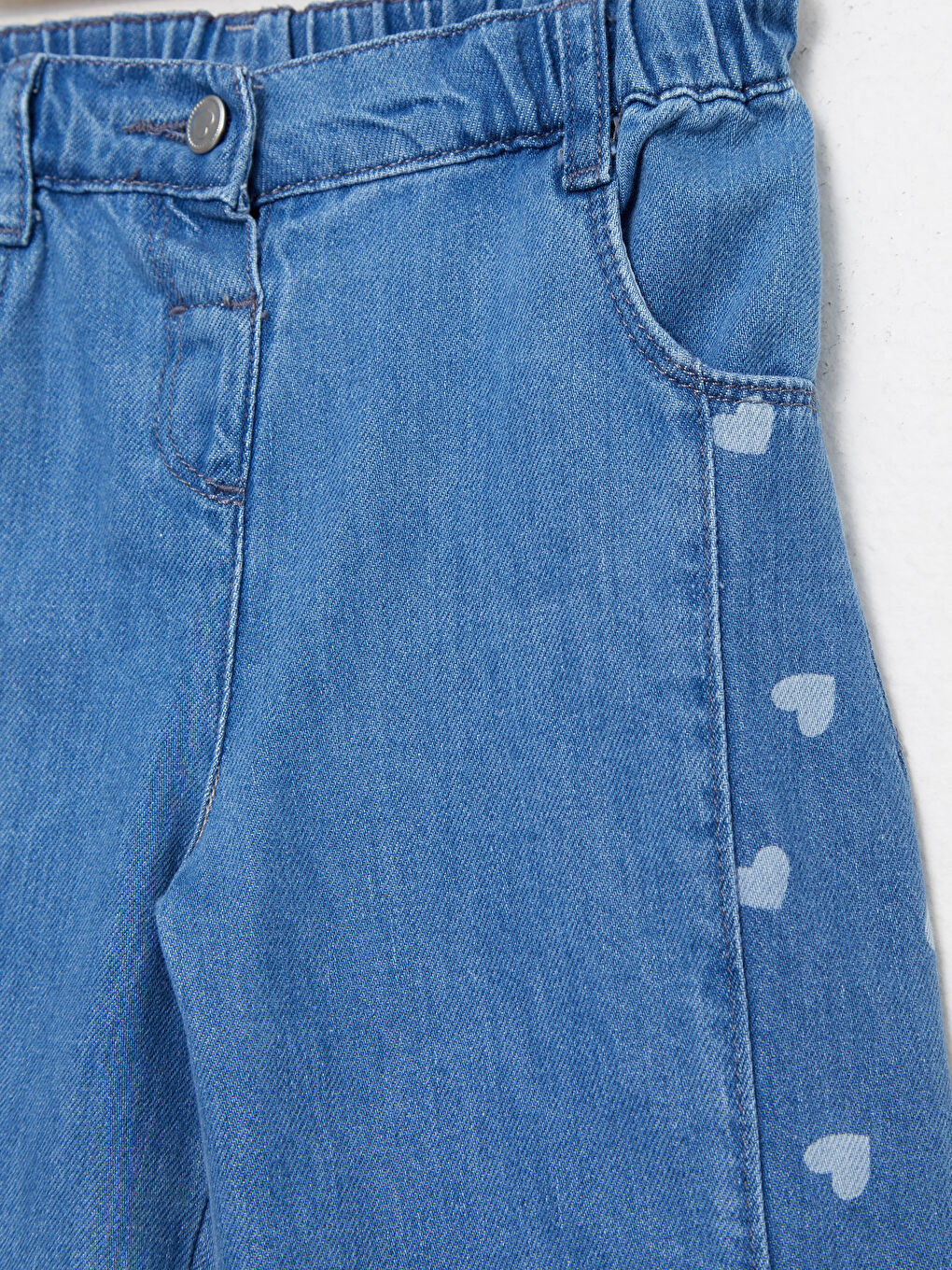 Elasticated Waist Printed Baby Girls' Jeans-2