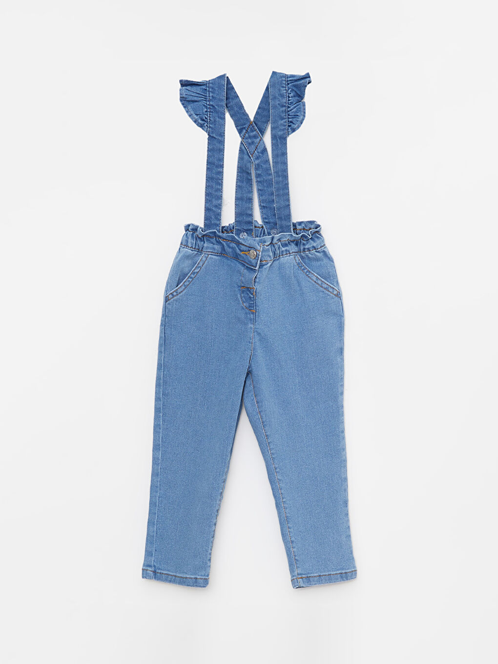 İndigo Beli Lastikli Basic Kız Bebek Jean Pantolon